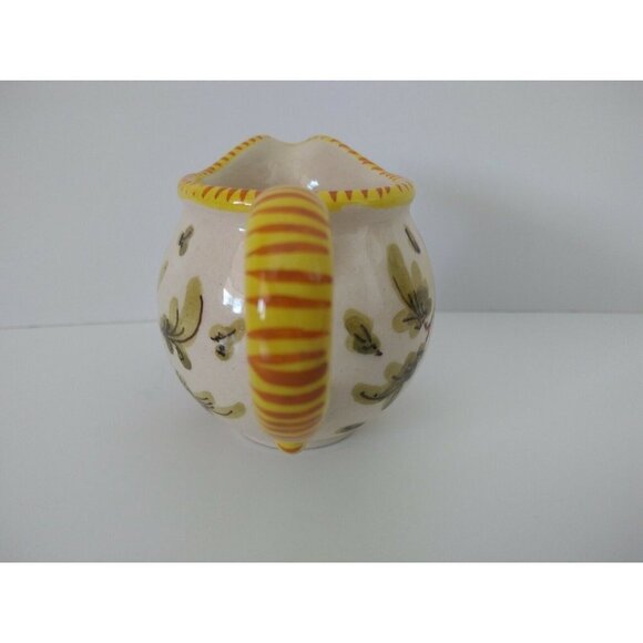 Italy Hand Painted Yellow floral creamer mini pitcher porcelain 2 1/4 x 3 in. - Picture 2 of 6